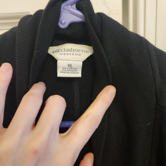 Liz Claiborne Black Cardigan Size XL Womens Open Front #Q385 - Picture 2 of 4